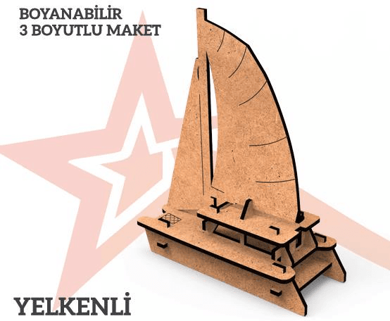 YILDIZLAR AHŞAP 3D AHŞAP BOYANABİLİR MAKET YELKENLİ GEMİ BYM-04 (Best)