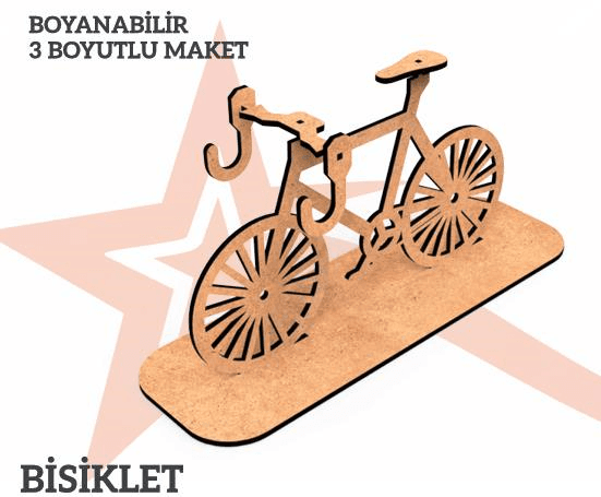 YILDIZLAR AHŞAP 3D AHŞAP BOYANABİLİR MAKET BİSİKLET BYM-06 (Best)