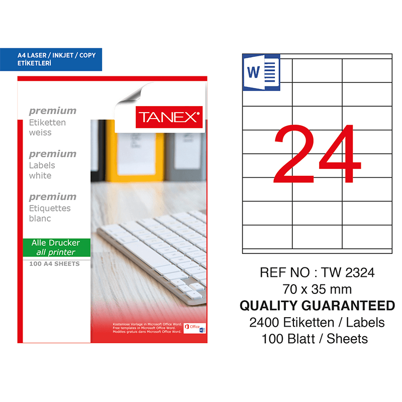 TANEX 70x35 LASER ETİKET TW-2324 (Best)