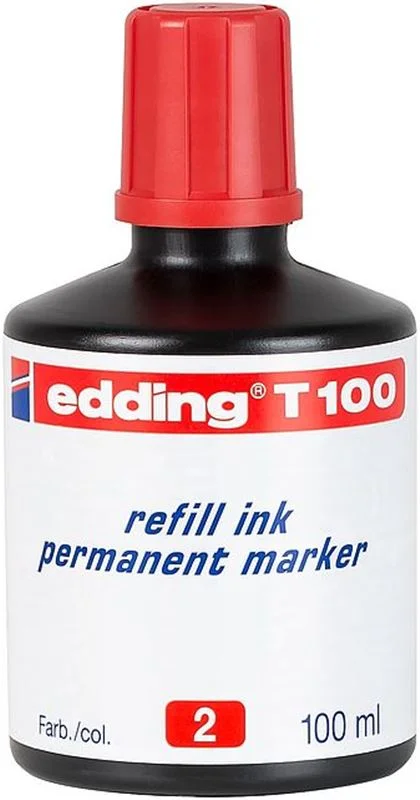 EDDİNG T100 KIRMIZI PERMANENT MÜREKKEP 100ML