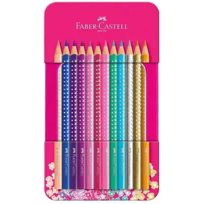 FABER 12 RENK PARLAK RENKLER KURU BOYA METAL KUTU 201737