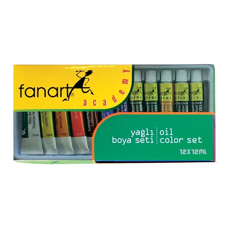 FANART 12x12 ml YAĞLI BOYA 12 RENK F-1000.S12