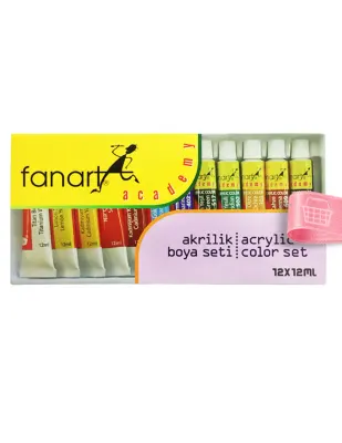 FANART ACADEMY 12 RENK AKRİLİK BOYA TÜP 12 ML F-2000.S12
