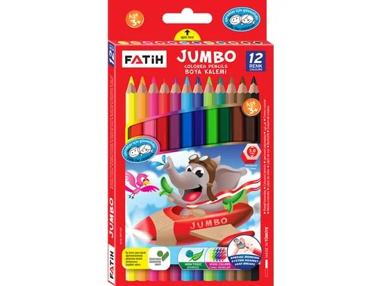 FATİH 12 RENK JUMBO TAM BOY KURU BOYA 33340
