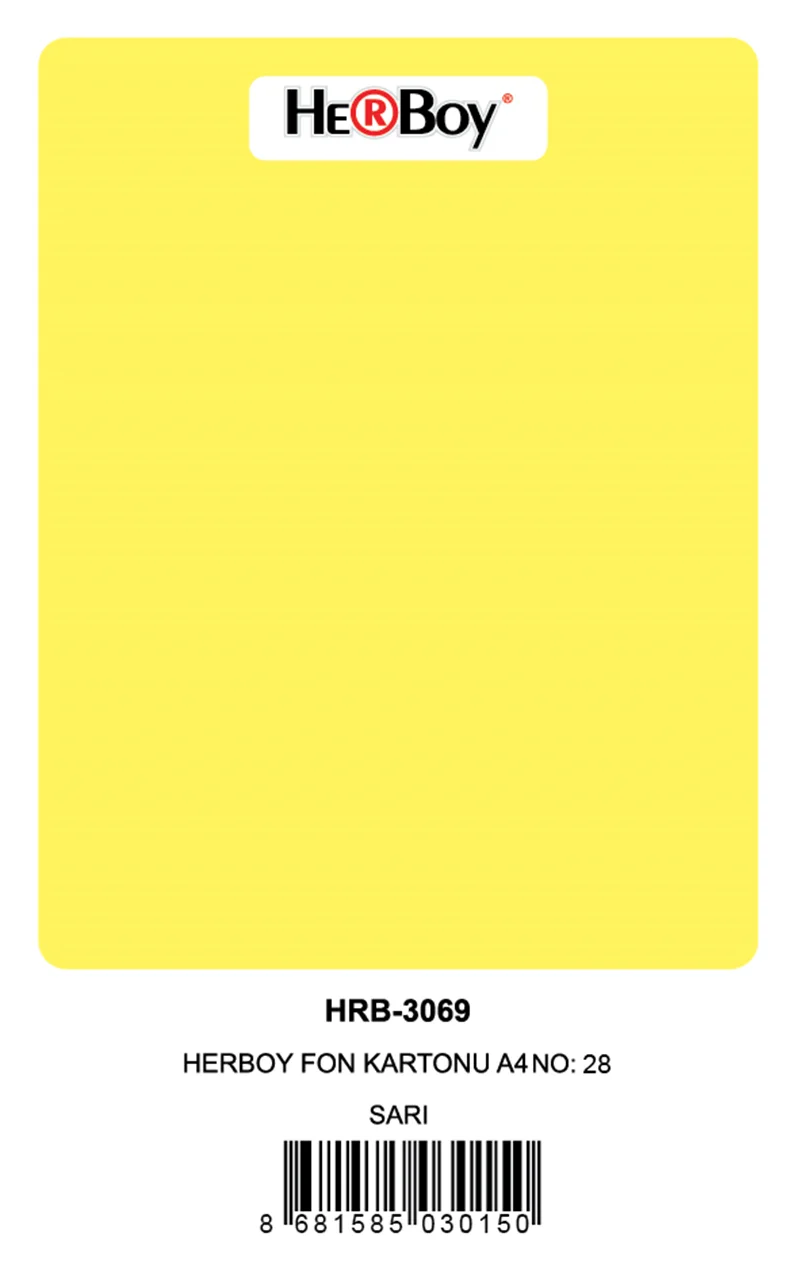 HERBOY FON KARTONU A4 SARI 160 GR NO:28 100 LÜ HRB-3015