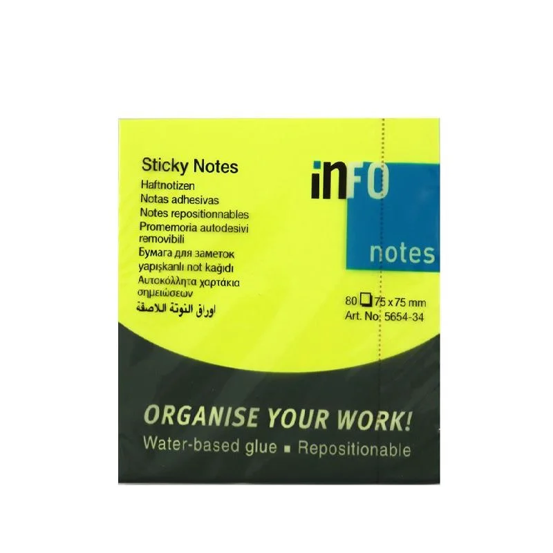 INFO NOTES 75x75 FOSFOR SARI POSTİT 80 yp 565434