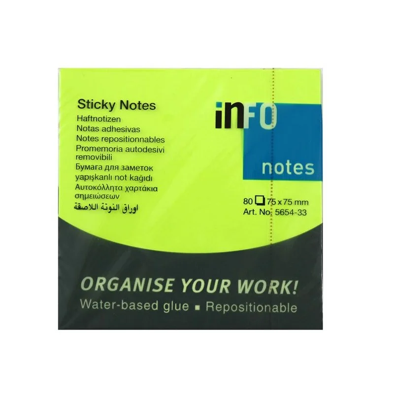 INFO NOTES 75x75 FOSFOR YEŞİL POSTİT 80 yp 565433