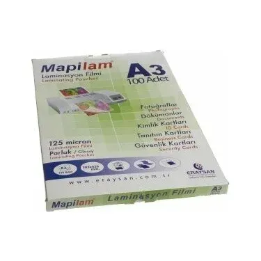MAPİ A3 LAMİNASYON KAPLAMA 125mic.1021203 (KAMPANYA)