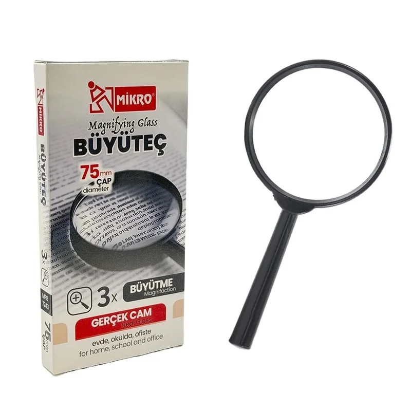 MİKRO MFG-7243-75 BÜYÜTEÇ 75MM GERÇEK CAM MAGNIFYING GLASS