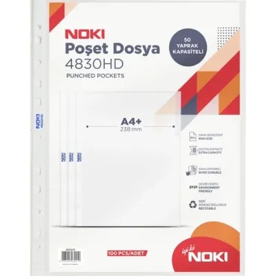 NOKİ HD POŞET DOSYA  A4 100 LÜ 4830HD 80 Mic.