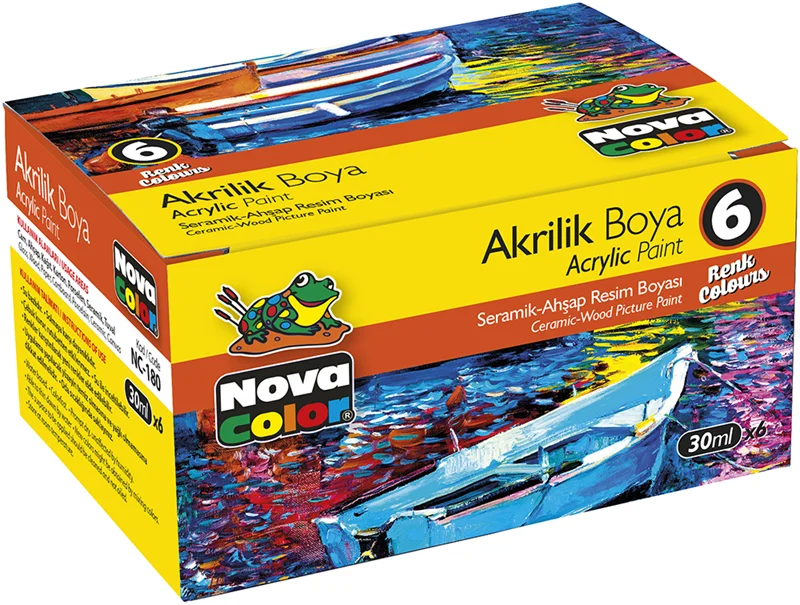 NOVA COLOR 6 RENK AKRİLİK BOYA ŞİŞE NC-180