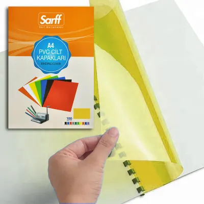 SARFF A4 ŞEFFAF SARI PVC CİLT KAPAKLARI - 100ADET