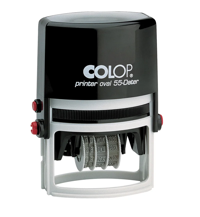 COLOP PRINTER OVAL 55 TARİH KAŞE SİYAH KASA MAVİ KEÇE - 33X55MM
