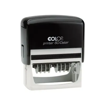 COLOP PRINTER 60 ÇİFT TARİH KAŞE(TR) SİYAH KASA MAVİ KEÇE - 37X76MM