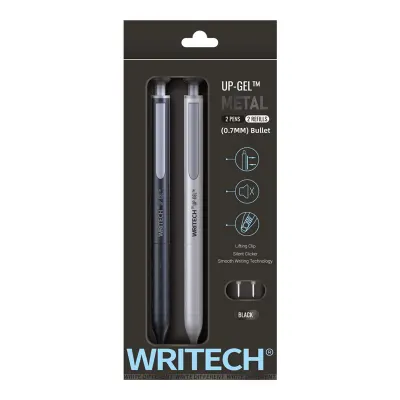 WRITECH W-0156 METAL UP SİYAH-BEYAZ GÖVDE 0,7MM MAVİ JEL KALEM - 2'Lİ