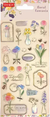 TANEX STICKER FLORAL FANTASİA-5 PUFFY 5 ADET TNX-5028