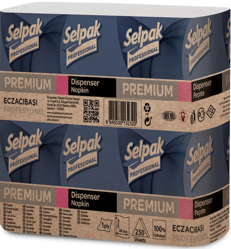 PASİF SELPAK PEÇETE DİSPENSER PREMIUM 250 Lİ 5.15 KG (KOLİ=250 Lİ x 18 PK) 7900073