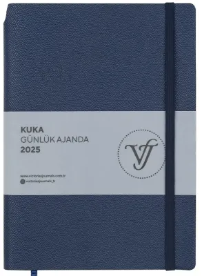 PASİF VJ AJANDA 2025 GÜNLÜK A5 KUKA IVORY 80 GR RENKLİ KENAR LASTİKLİ LACİVERT 416 SF. 124-1461