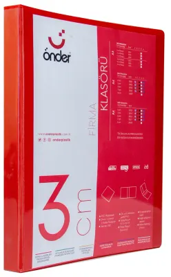 ÖNDER HALKALI DOSYA A3 DİKEY 4 HALKA 3 CM KIRMIZI 2020-2