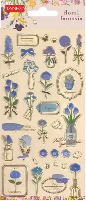 TANEX STICKER FLORAL FANTASİA-6 PUFFY 5 ADET TNX-5029