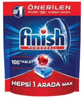 FINISH BULAŞIK MAKİNESİ DETERJANI TABLET POWERBALL HEPSİ BİR ARADA 100 LÜ