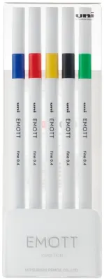 UNİ FINELINER KALEM EMOTT SET PEM-SY/5C.01 0.4 CANLI RENKLER 5 Lİ