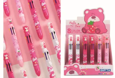 GIPTA TÜKENMEZ KALEM 8 RENK PINK BEAR 24 LÜ K426700