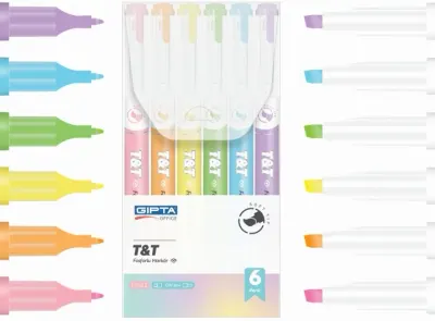 GIPTA FOSFORLU KALEM SOFT UÇ ÇİFT UÇ 6 RENK SET F153200