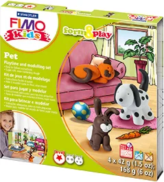 FIMO KIDS MODELLEME KİLİ SET F&amp;P EVCİL HAYVANLAR 8034 02 LZ02