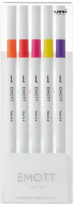 UNİ FINELINER KALEM EMOTT SET PEM-SY/5C.02 0.4 SICAK RENKLER 5 Lİ