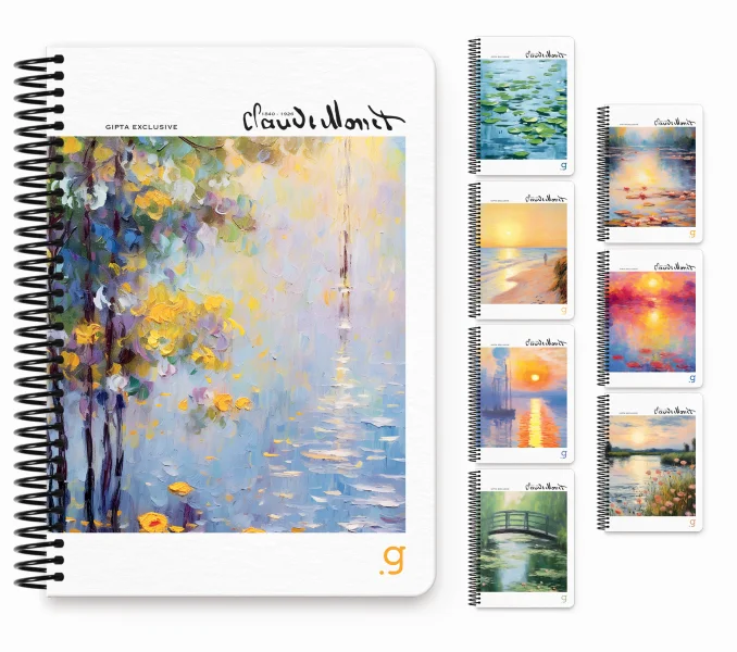 GIPTA DEFTER MONET 17x24 SPİRALLİ SERT KAPAK 100 YP. KARELİ 7006