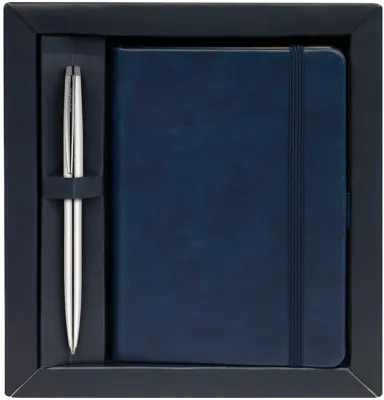 SCRIKSS HEDİYELİK SET 108M PRESTIGE TÜKENMEZ KALEM KROM + DEFTER SIVAMA KALIN KAPAK A6 LACİVERT
