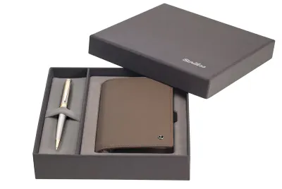 SCRIKSS HEDİYELİK SET DR 238 38 TÜKENMEZ KALEM SATEN ALTIN + JOTTER TABA