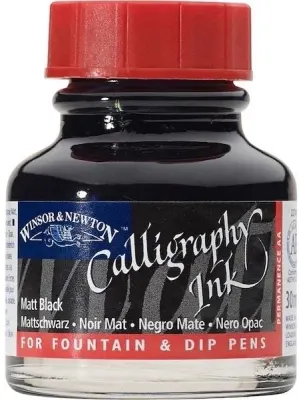 W&amp;N KALİGRAFİ MÜREKKEBİ CALLIGRAPHY INK 30 ML MATT BLACK 030 WN-1110030