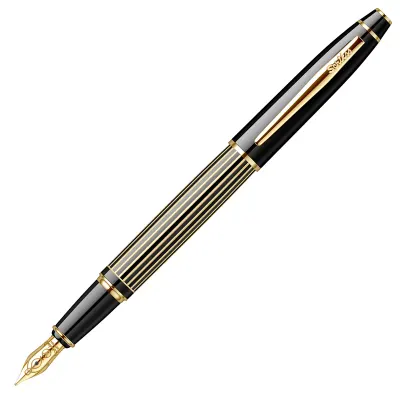 SCRIKSS DOLMA KALEM 35L ÇİZGİ DESENLİ SİYAH ALTIN F UÇ