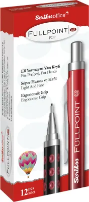 SCRIKSS OFFICE VERSATİL KALEM FULL POINT POP 0.5 PEMBE-SİYAH 12 Lİ KUTU