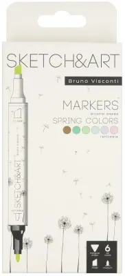 BRUNO VISCONTI TWIN MARKER SKETCH &amp; ART 6 RENK BAHAR MANZARASI 22-0081/04