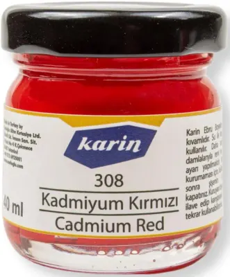KARİN EBRU BOYASI 308 CADMİUM KIRMIZI 40 ML 61308040