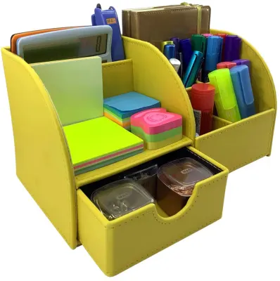 INN DESIGN ORGANİZER ÇEKMECELİ EFSUN SOFT DERİ PASTEL SARI INN-DD-1053
