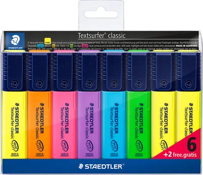 STAEDTLER FOSFORLU KALEM TEXTSURFER CLASSIC KARIŞIK RENK 8 Lİ SET 364-A WP8