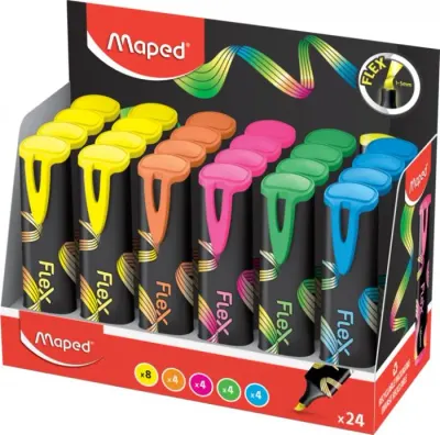 MAPED FLEX FOSFORLU KALEMLER FARKLI RENKLERDE- 24'LÜ 740302