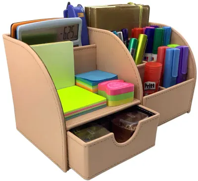 INN DESIGN ORGANİZER ÇEKMECELİ EFSUN SOFT DERİ PASTEL PUDRA INN-DD-1051