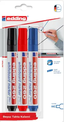 EDDING BEYAZ TAHTA KALEMİ E-260 3 LÜ KARIŞIK