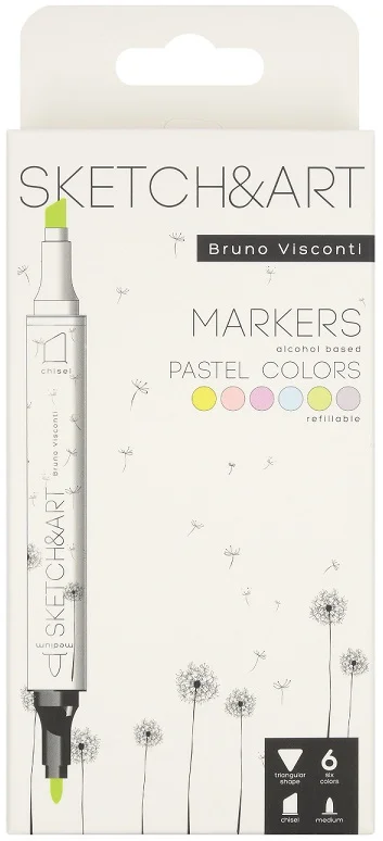 BRUNO VISCONTI TWIN MARKER SKETCH & ART 6 RENK PASTEL 22-0081/03
