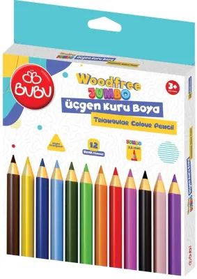 BU-BU WOODFREE JUMBO ÜÇGEN KURU BOYA 12 RENK BUBU-KUR002