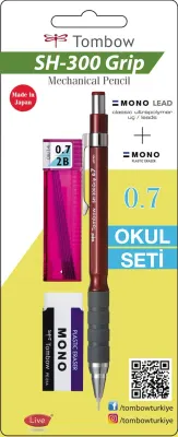 TOMBOW VERSATİL KALEM SH-300 GRIP OKUL SETİ 0.7 BORDO BLS. T-SH-GR31 R7.S1