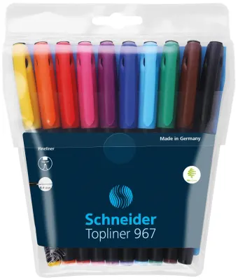 SCHNEIDER FİBER UÇLU KALEM TOPLINER 967 0.4 SET 10 LU POŞET KARIŞIK RENK SCR100
