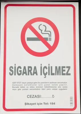 DİLMAN SİGARA İÇİLMEZ LEVHASI 30x50 24 LÜ 3123