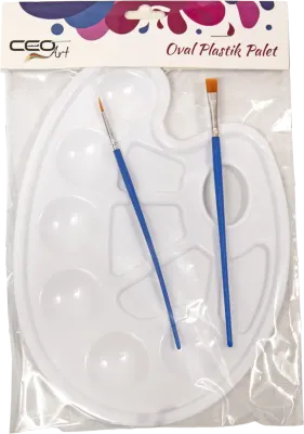 CEOART OVAL PLASTİK PALET+FIRÇA SET (BÖLMELİ) CEO-SN0016
