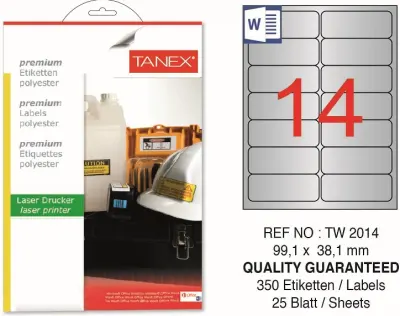 TW-2014 99,1x38,1 mm SILVER LASER ETİKET 25 AD.
